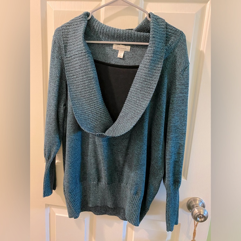 Teal sweater built in cami : cowl neck